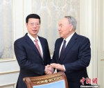 4月18日，中国国务院副总理张高丽在阿斯塔纳会见哈萨克斯坦总统纳扎尔巴耶夫。钟欣 摄 - 重庆新闻网