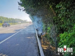 高速路绿化带突然起火 疑因过路车乱丢烟头导致 - 重庆晨网