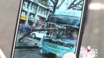 电线杆砸中公交车 通讯线路受损严重 - 重庆晨网
