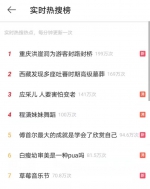 “重庆洪崖洞为游客封路封桥”登上微博热搜第一。 截图 - 重庆晨网